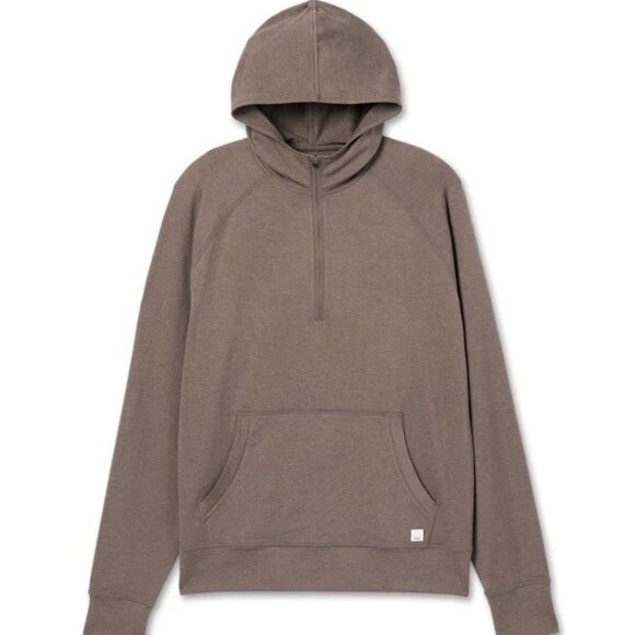 Vuori Ponto Half Zip Hoodie Fossil Heather / Brown Men's Small
